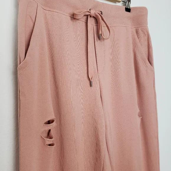Aerie Distressed City Jogger Sweatpants Blush Pink Womens Large - Picture 7 of 7